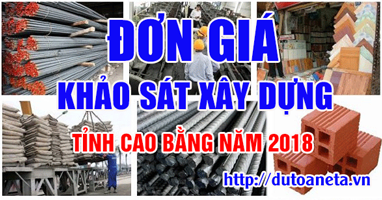 đơn giá khảo sát tỉnh Cao Bằng năm 2018