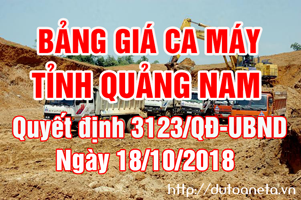 giá ca máy thiết bị thi công Quảng Nam 2018